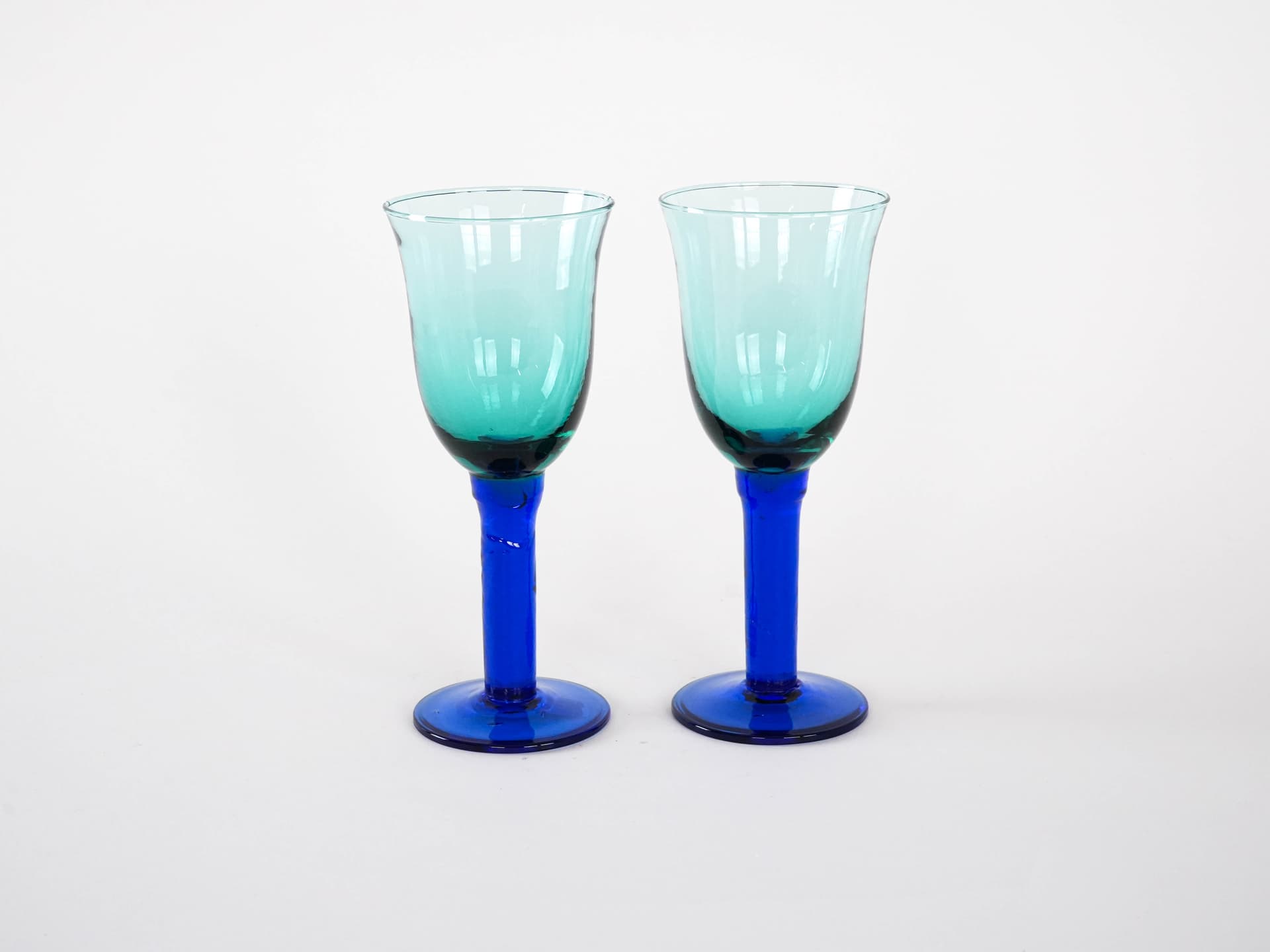Para kieliszków zielony, szkło kobaltowy, Dania, lata 70. - 262468
