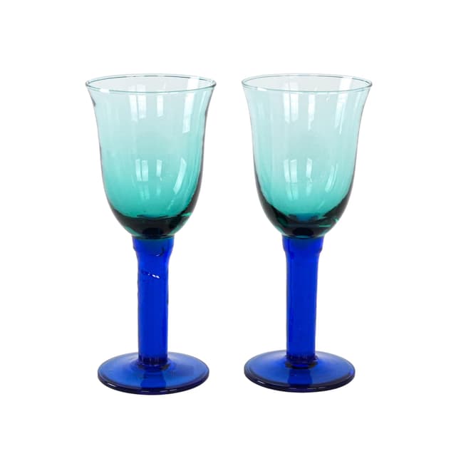 Para kieliszków zielony, szkło kobaltowy, Dania, lata 70. - WYMIARY