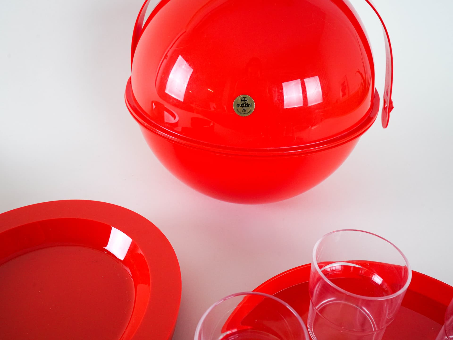 Zestaw piknikowy, czerwony, plastik, Guzzini, Włochy, lata 70. - 262486