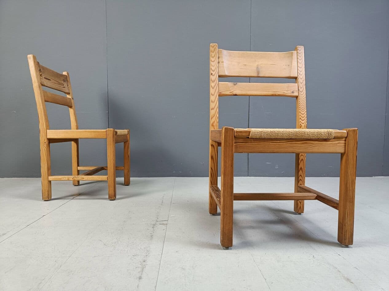 Set of Five Chairs, beige pine, beige paper cord, GM Mobler, Denmark, 1960s. - 264089