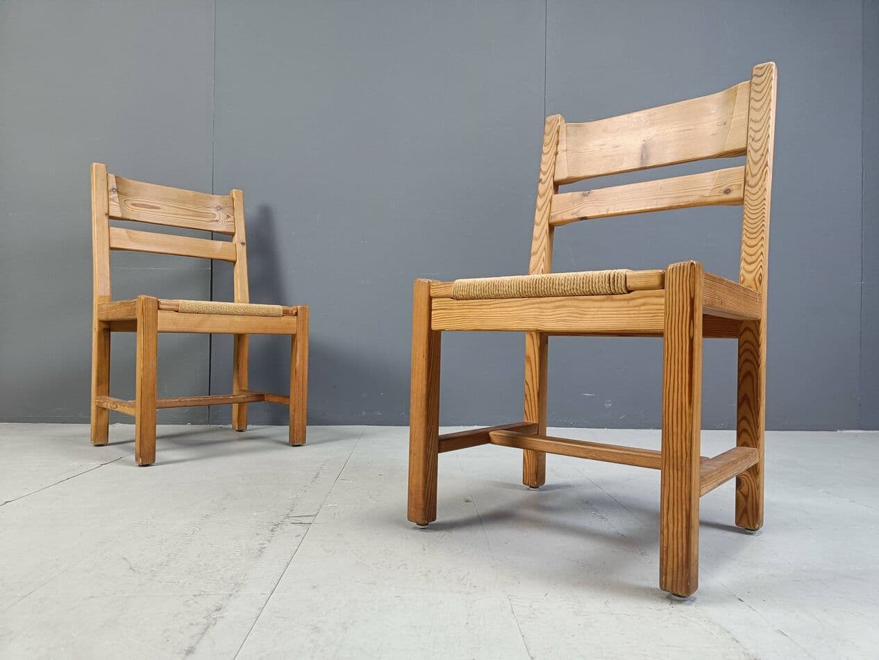 Set of Five Chairs, beige pine, beige paper cord, GM Mobler, Denmark, 1960s. - 264088