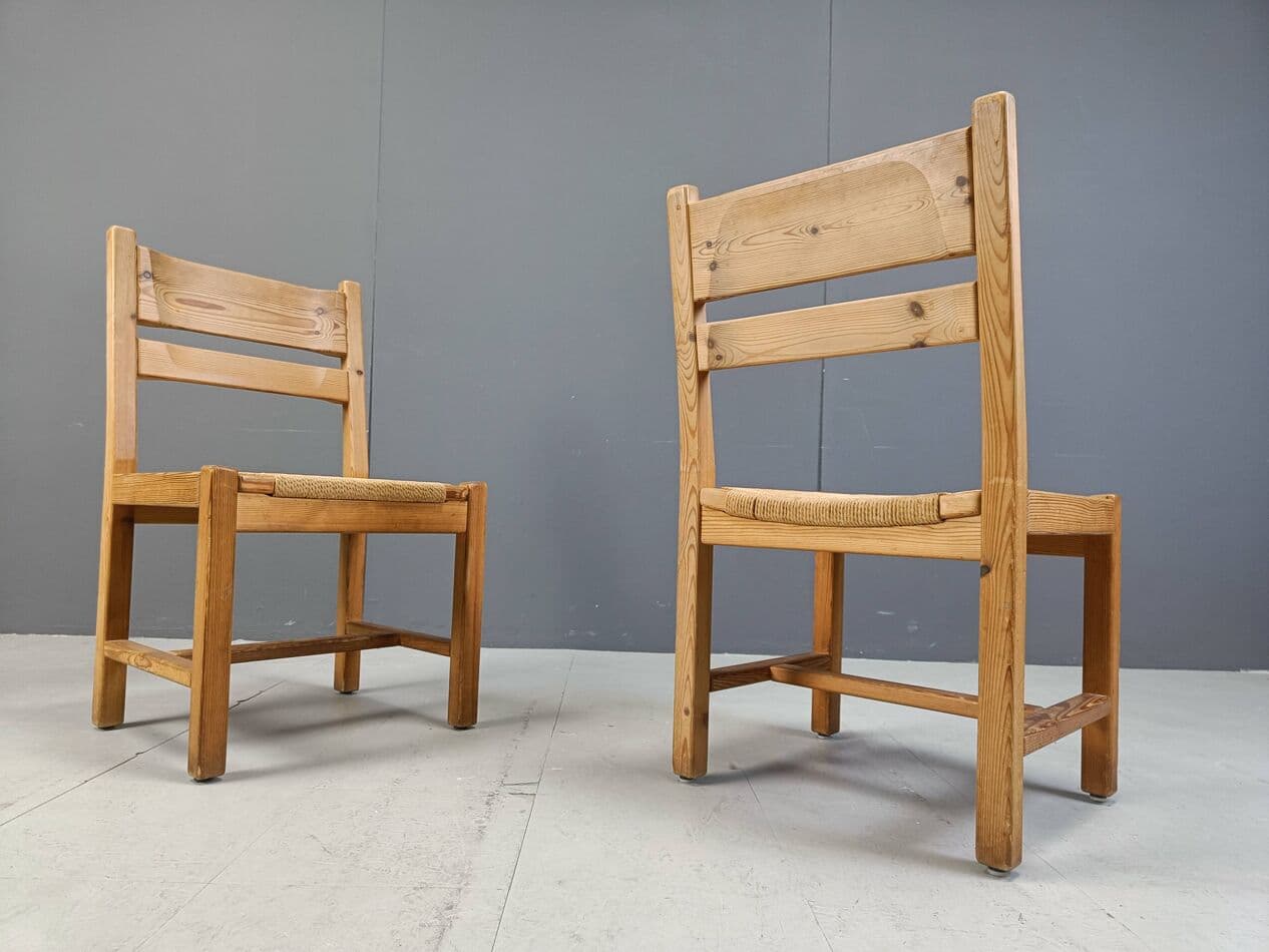 Set of Five Chairs, beige pine, beige paper cord, GM Mobler, Denmark, 1960s. - 264077