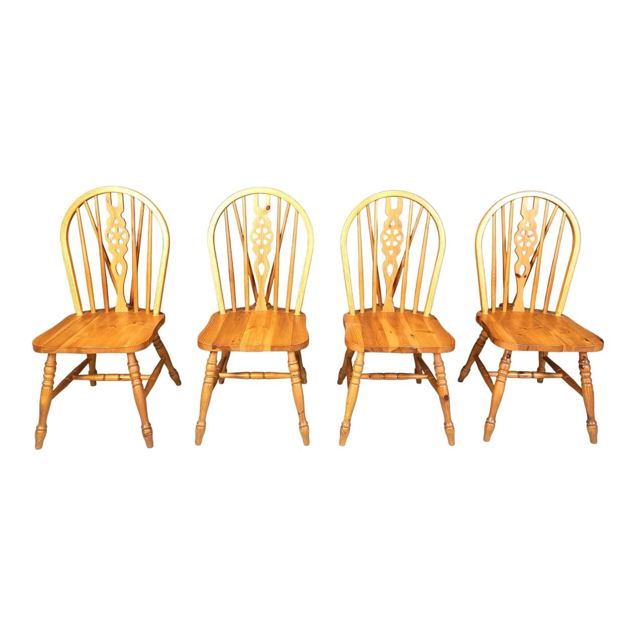 Set of Four Windsor Chairs, brown beech, by L. Ercolani, United Kingdom, 1950s.