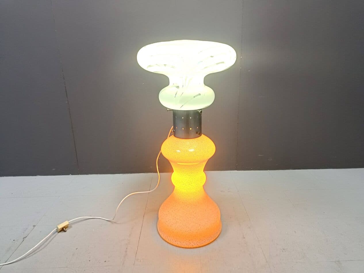 Lampa podłogowa, szkło białe, proj. C. Nason, Mazzega, Włochy, lata 60. - 264029