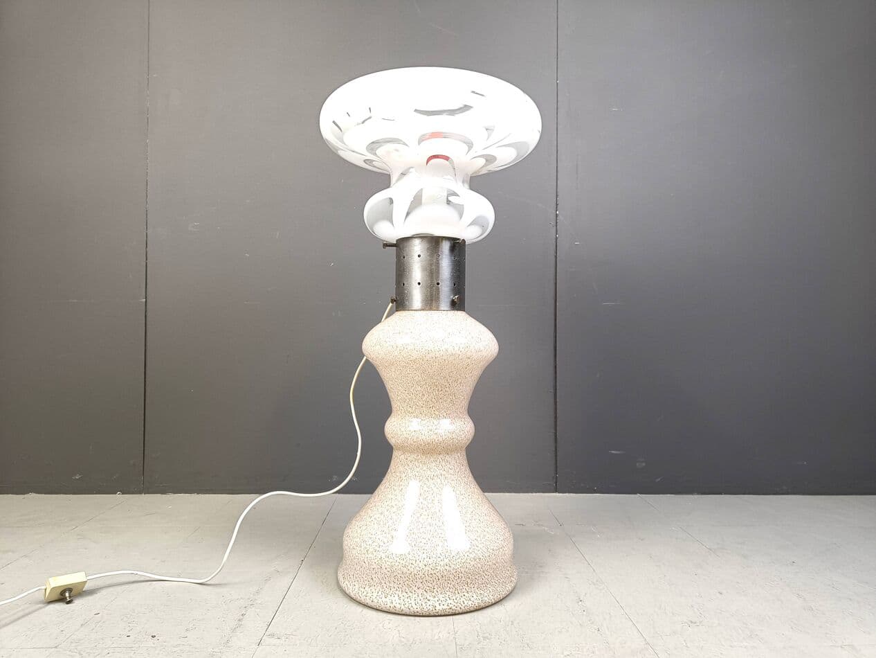 Lampa podłogowa, szkło białe, proj. C. Nason, Mazzega, Włochy, lata 60. - 264023
