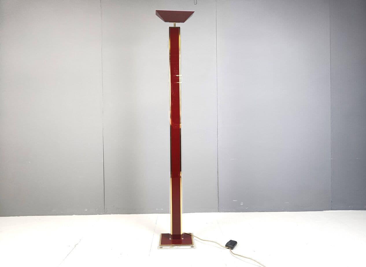 Lampa podłogowa Hollywood Regency, mosiądz czerwony, Francja, lata 70. - 263945