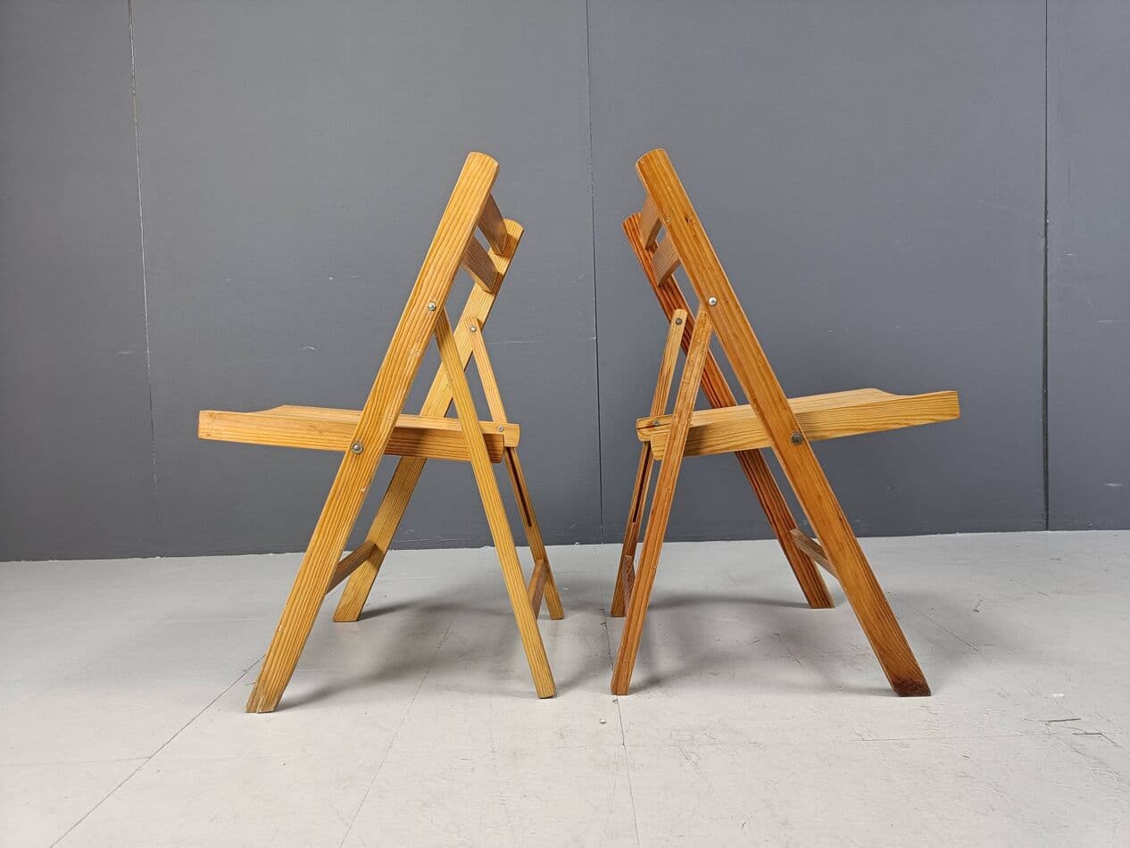 Set of Six Folding Chairs, brown wood, Romania, 1950s - 263943