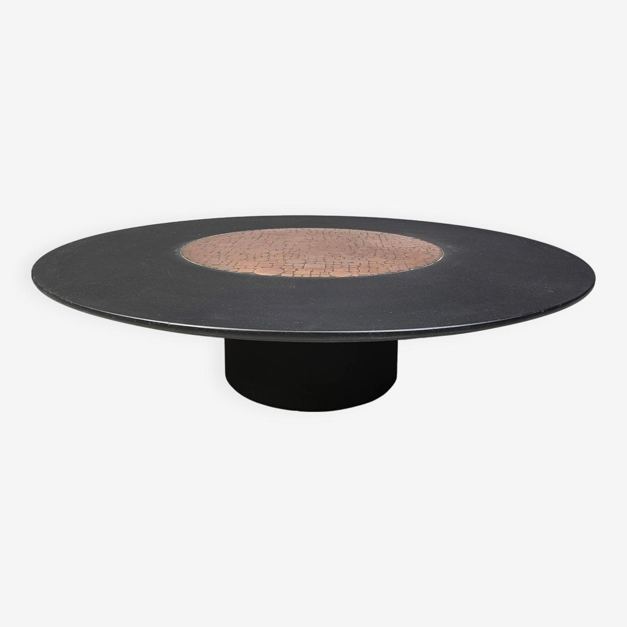 Coffee table, black, wood, copper, by H. Hirche, Rosenthal, Germany, 1970s. - 263913