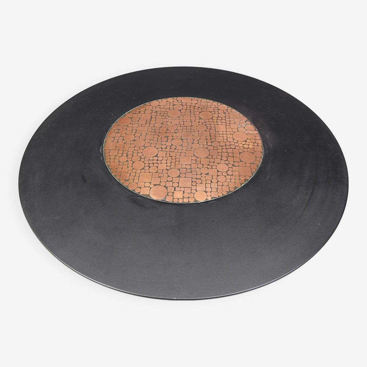 Coffee table, black, wood, copper, by H. Hirche, Rosenthal, Germany, 1970s. - 263912