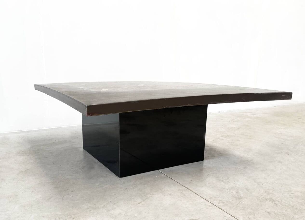 Coffee table, graphite, stone, wood, by E. Allemeersch, Belgium, 1970s. - 263876
