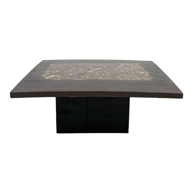 Coffee table, graphite, stone, wood, by E. Allemeersch, Belgium, 1970s. - DIMENSION