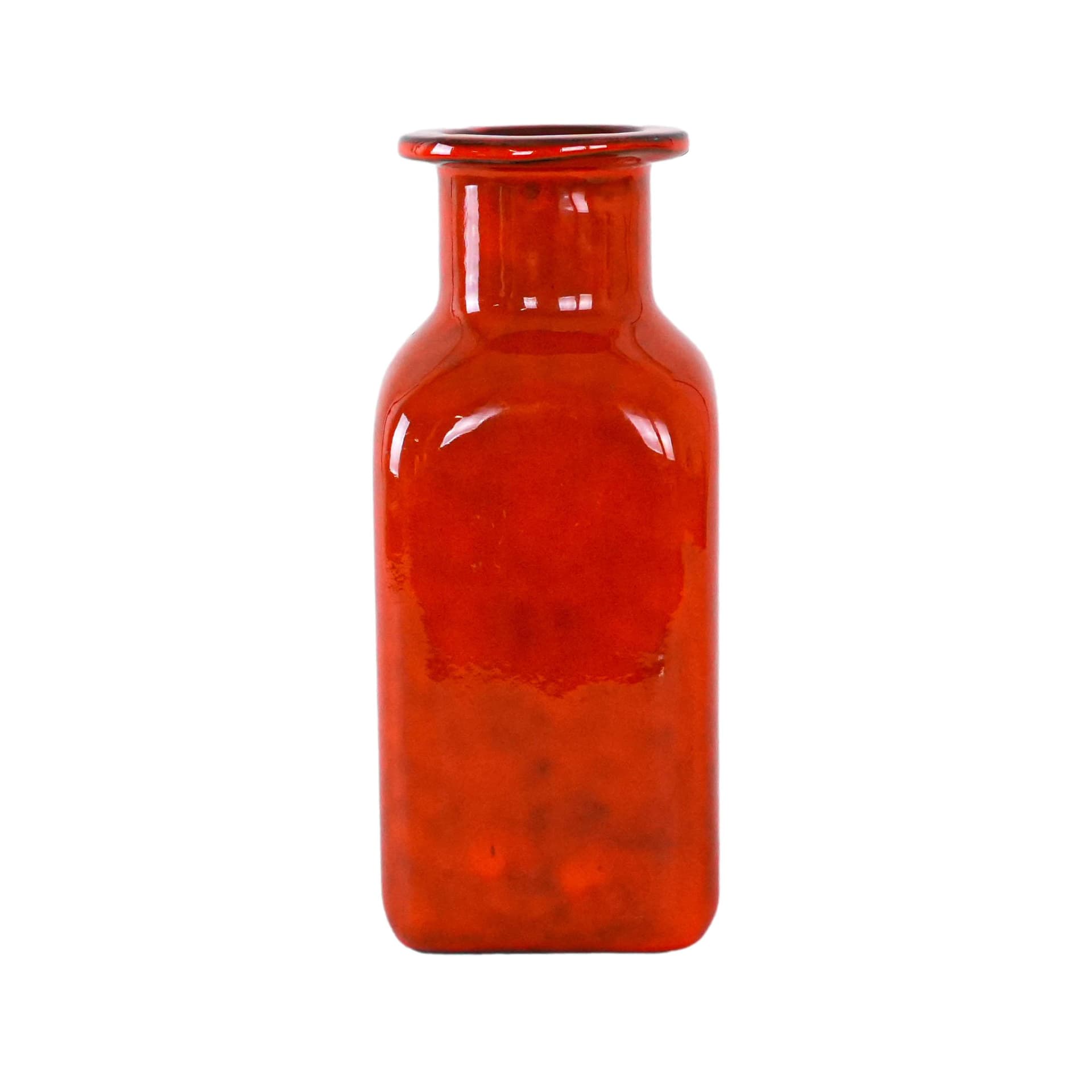 Wazon geometryczny, czerwony, ceramika, Włochy, lata 60.