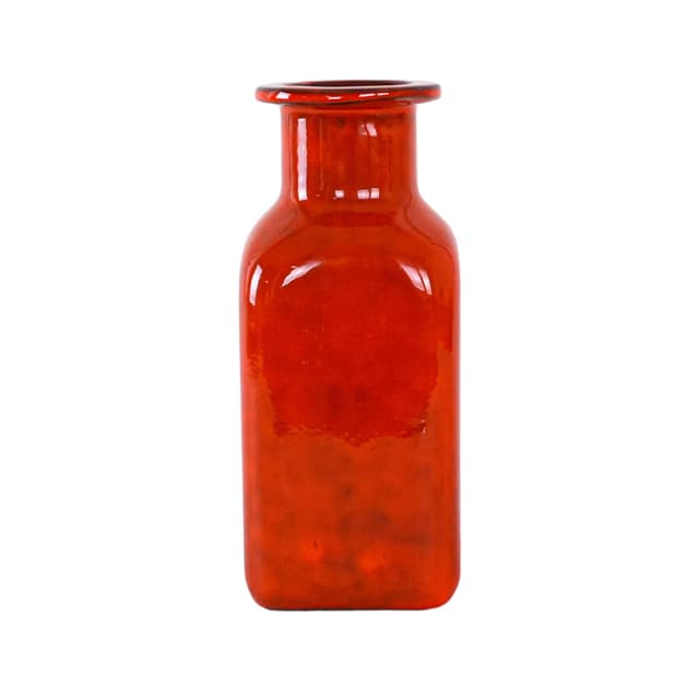 Wazon geometryczny, czerwony, ceramika, Włochy, lata 60. - WYMIARY