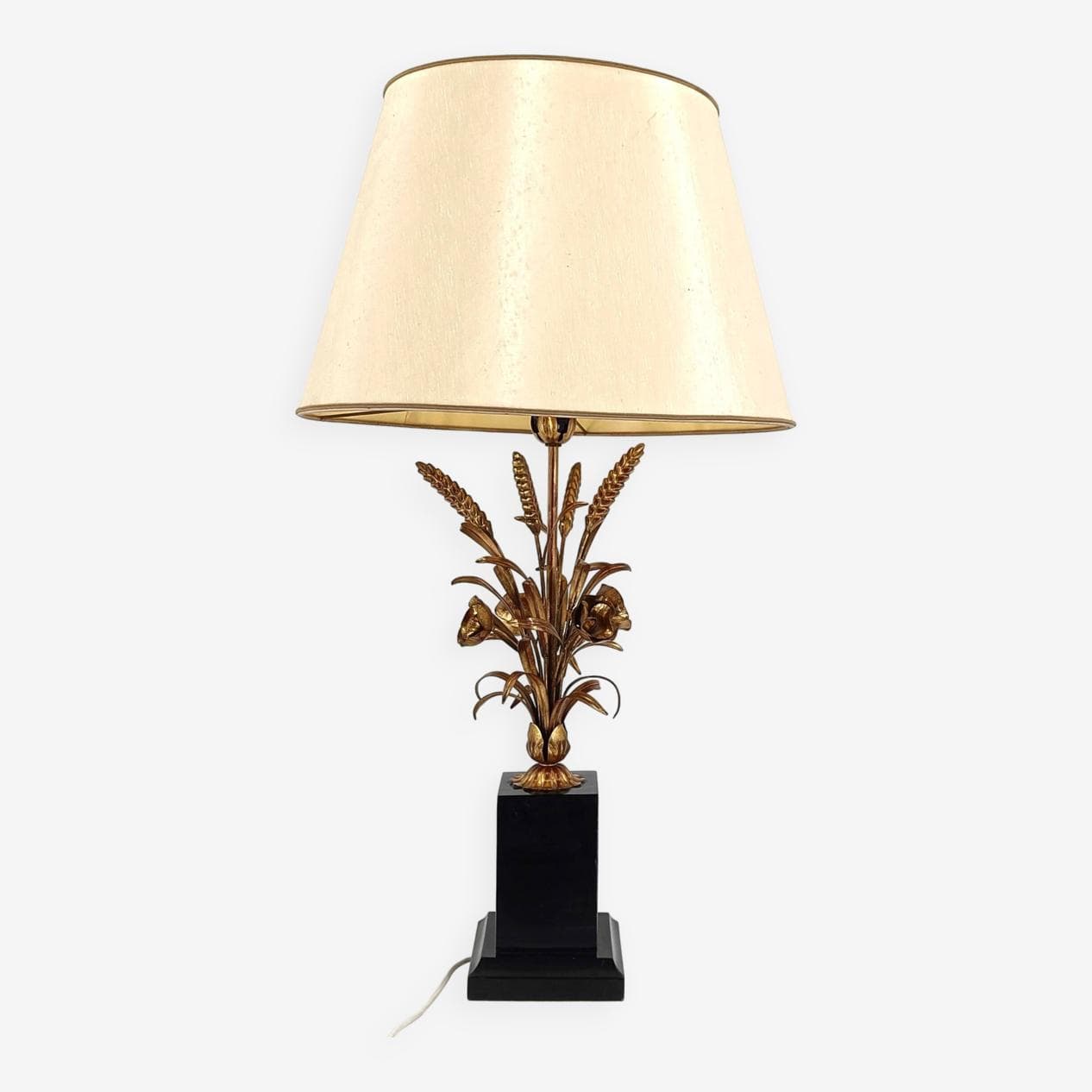 Lampa stołowa, snop zboża, metal złoty, Włochy, lata 60. - 263855