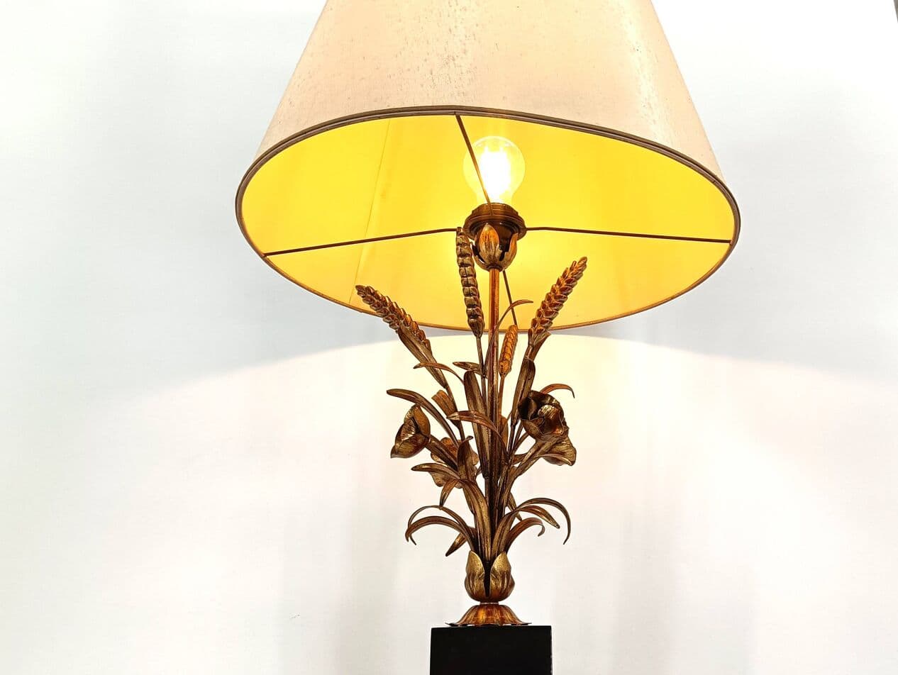 Lampa stołowa, snop zboża, metal złoty, Włochy, lata 60. - 263852