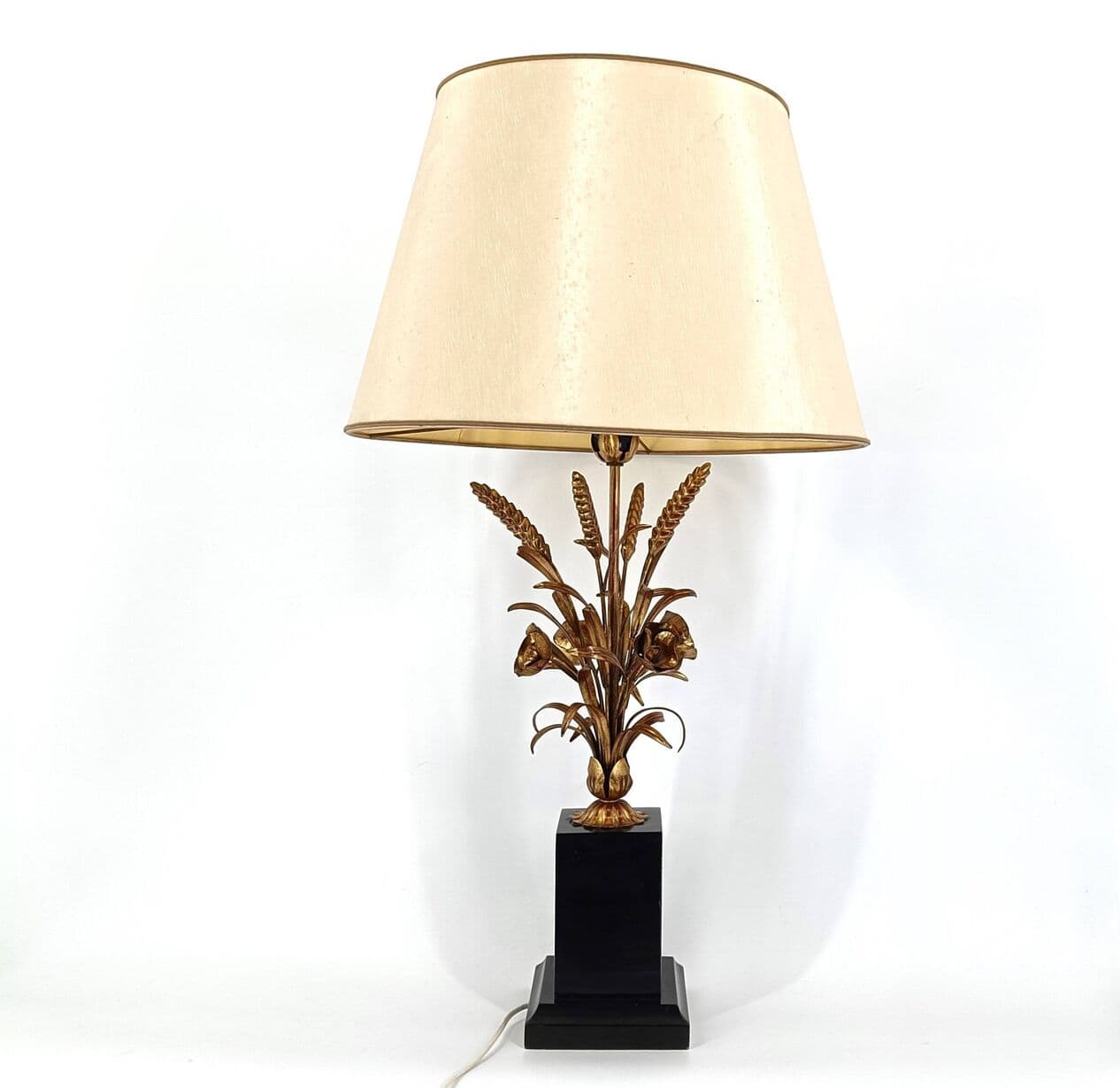 Lampa stołowa, snop zboża, metal złoty, Włochy, lata 60. - 263854