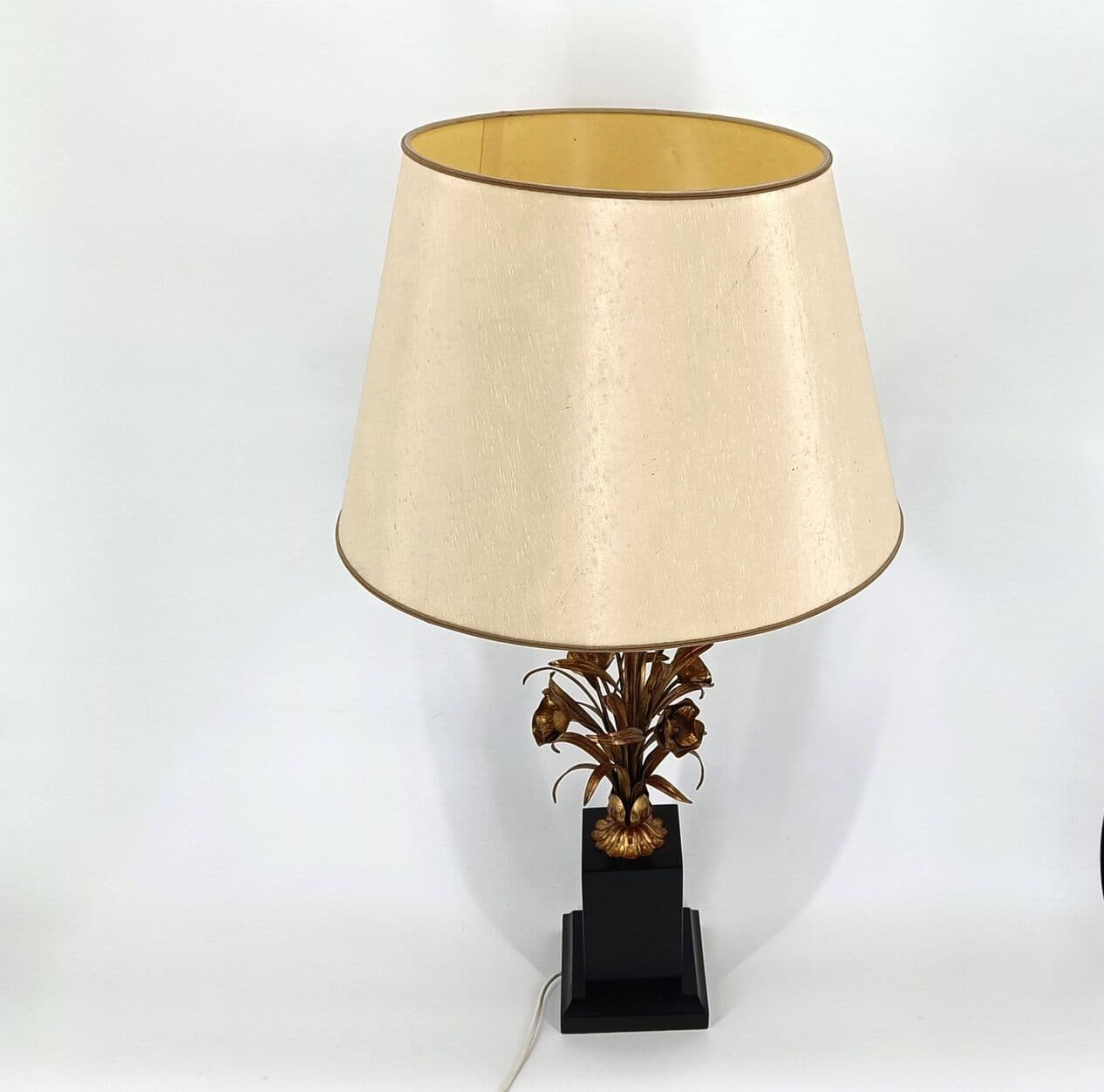Lampa stołowa, snop zboża, metal złoty, Włochy, lata 60. - 263847