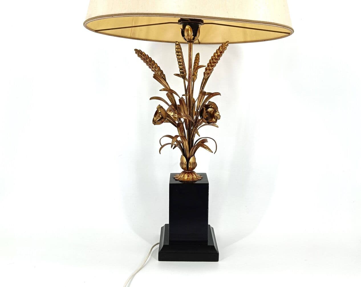 Lampa stołowa, snop zboża, metal złoty, Włochy, lata 60. - 263849