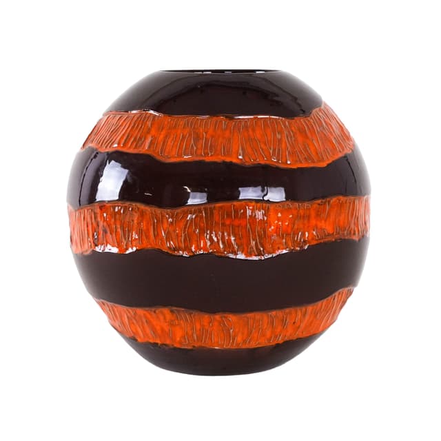 Wazon, brązowy pomarańczowy, ceramika, Włochy, lata 60. - WYMIARY