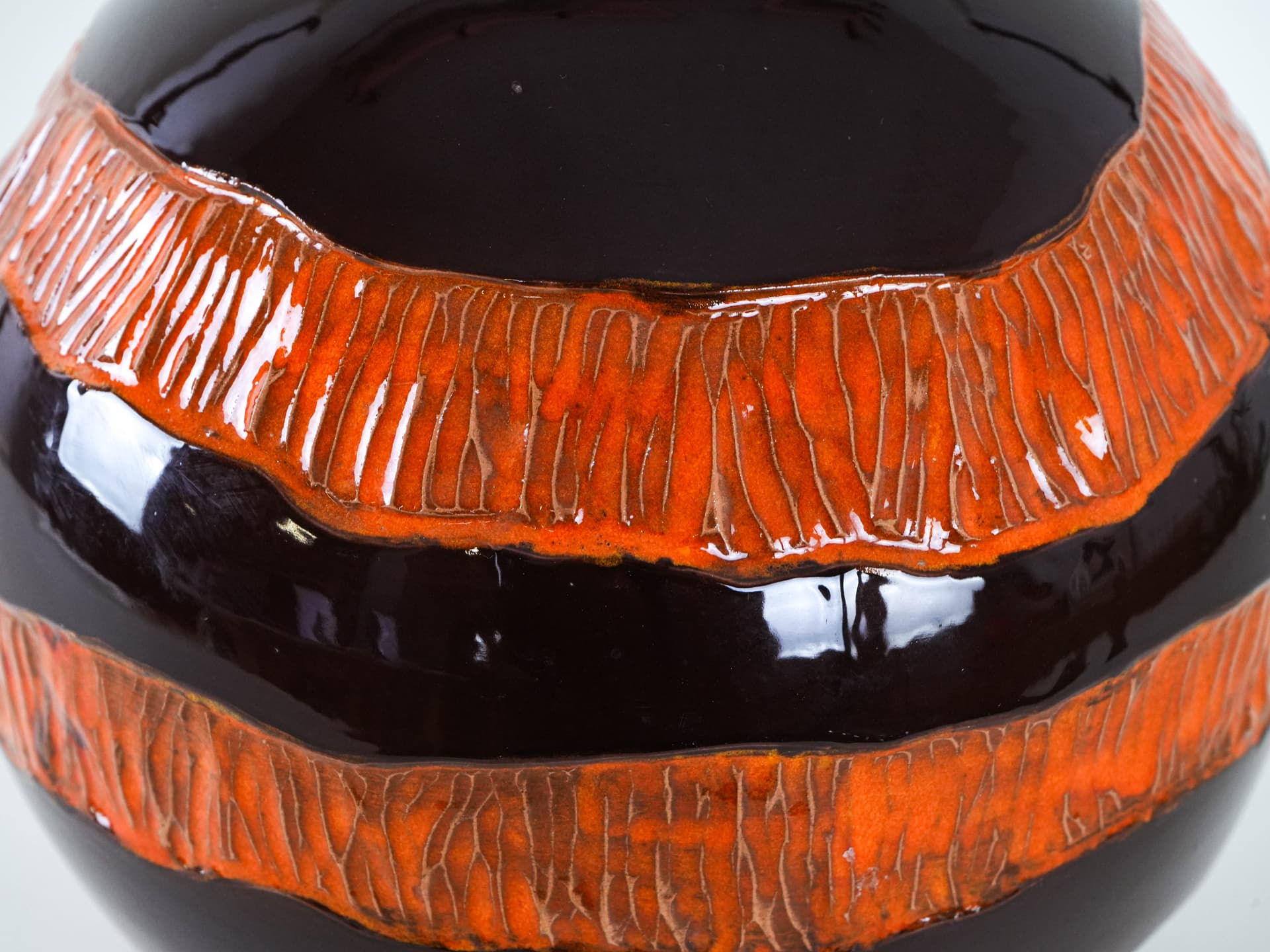 Wazon, brązowy pomarańczowy, ceramika, Włochy, lata 60. - 262528