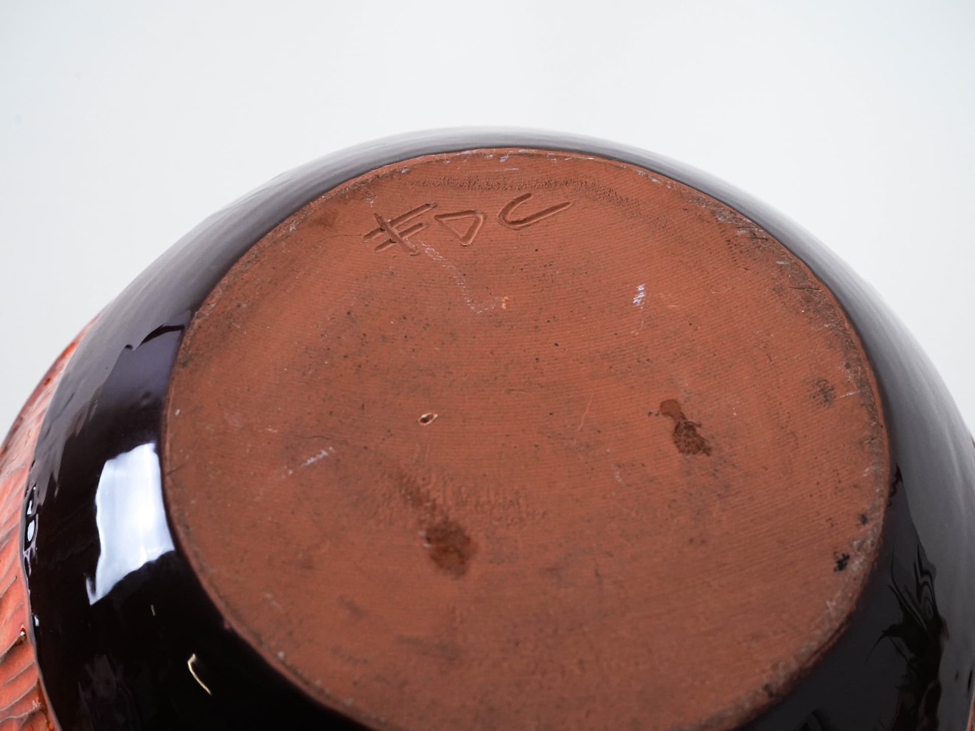 Wazon, brązowy pomarańczowy, ceramika, Włochy, lata 60. - 262525