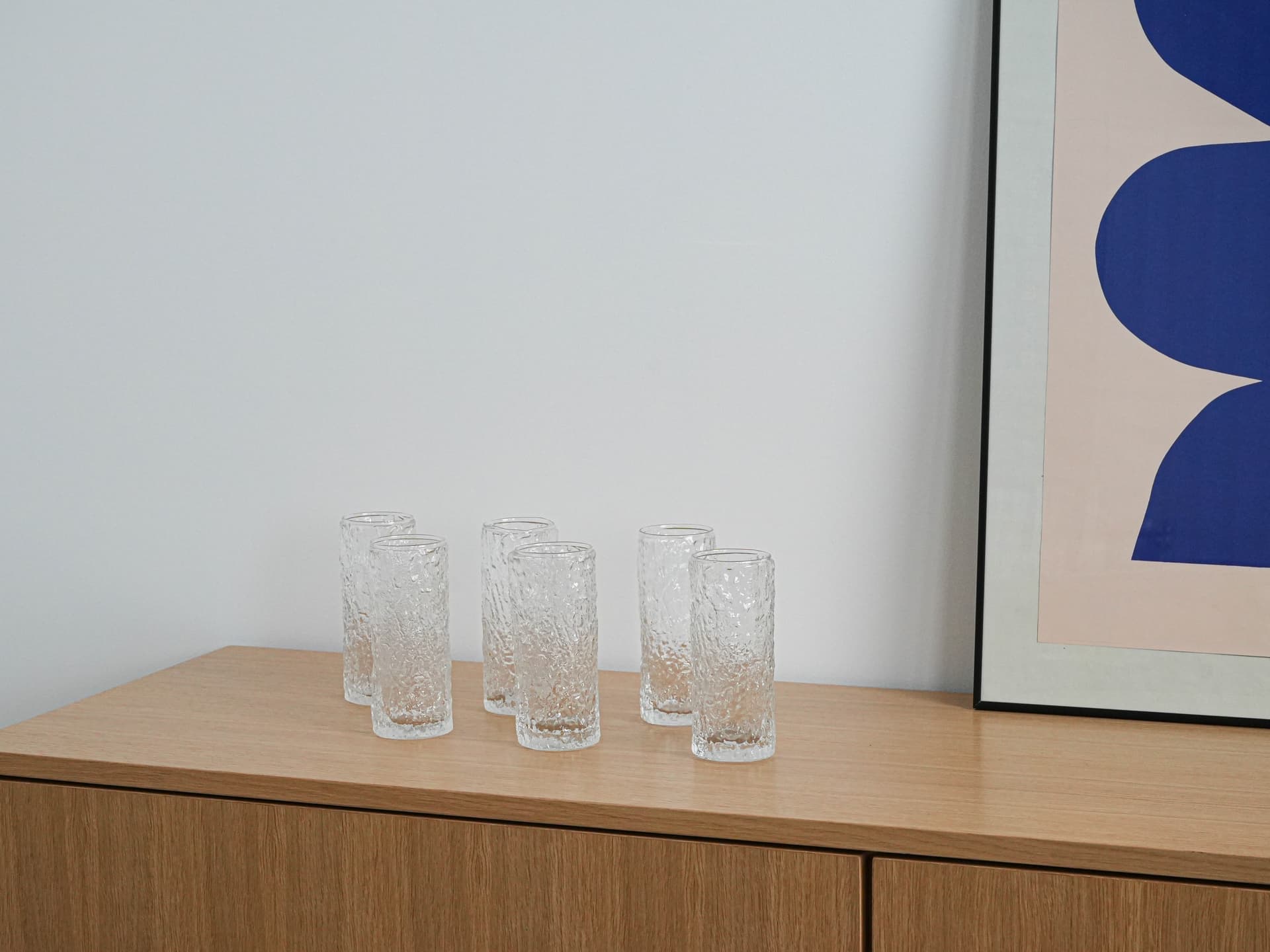 Komplet sześciu szklanek, szkło transparentne, Włochy, lata 70. - 262539