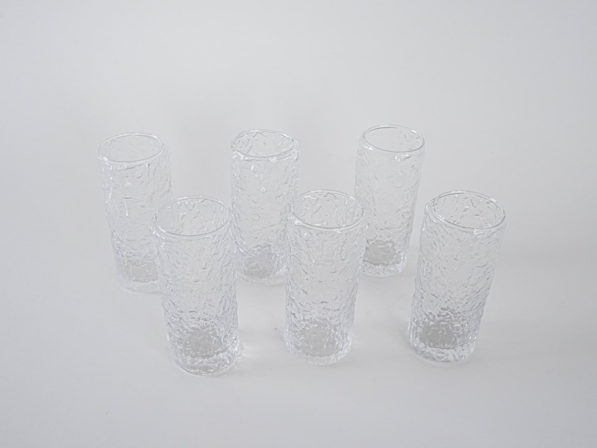 Komplet sześciu szklanek, szkło transparentne, Włochy, lata 70. - 262536