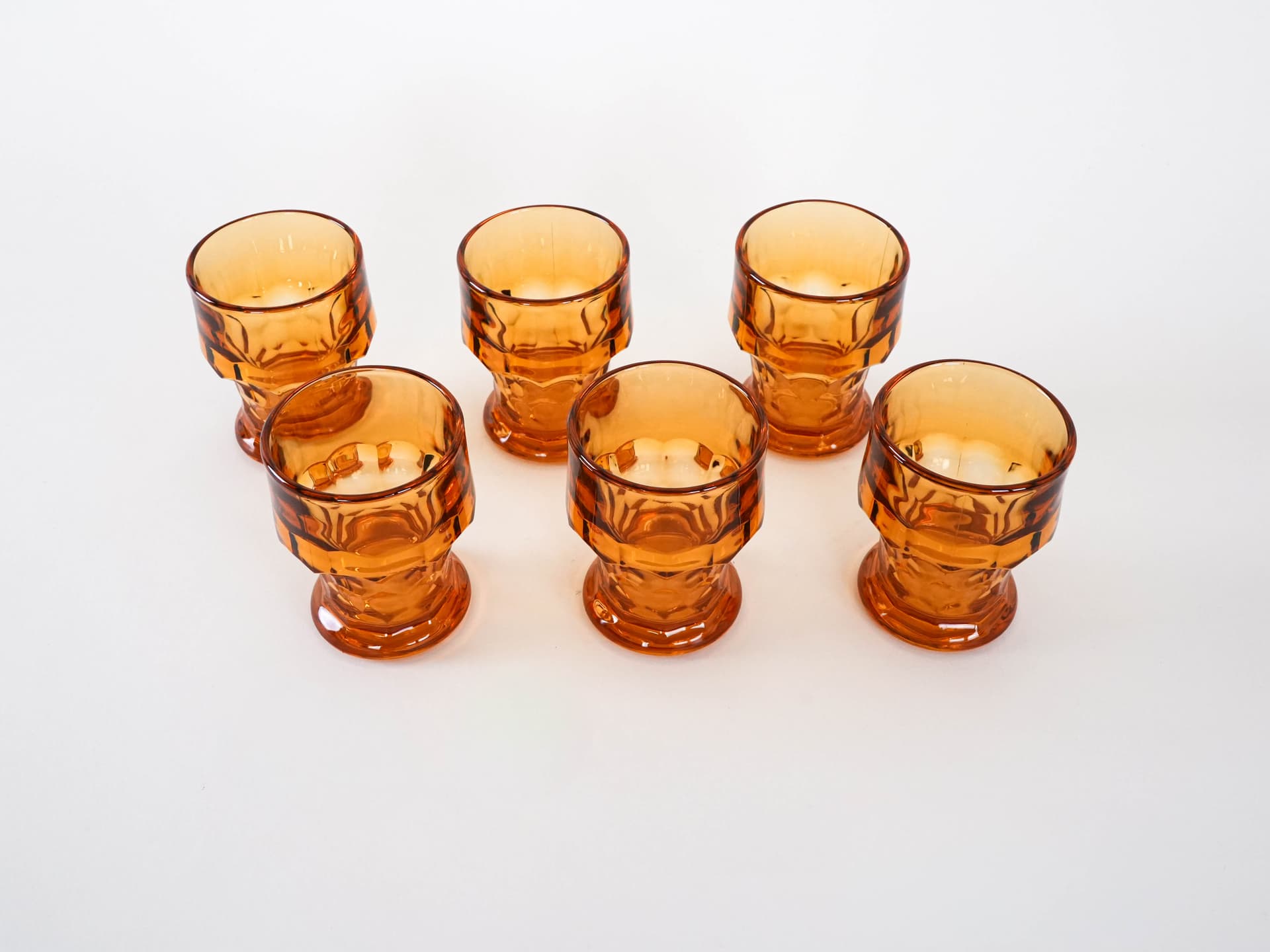 Komplet sześciu szklanek, pomarańczowy, szkło, Włochy, lata 70. - 262543