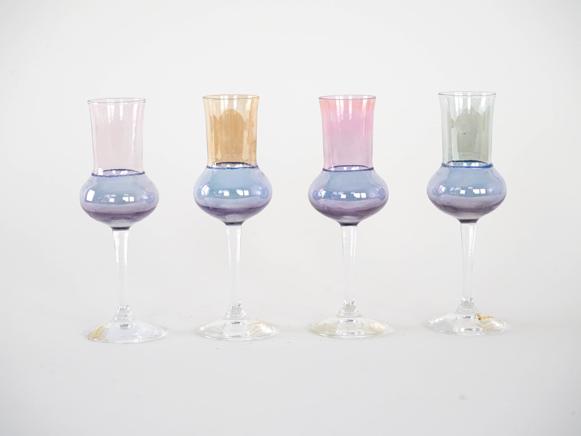 Zestaw kieliszków, pastelowy multikolor, szkło, Włochy, lata 70. - 262554