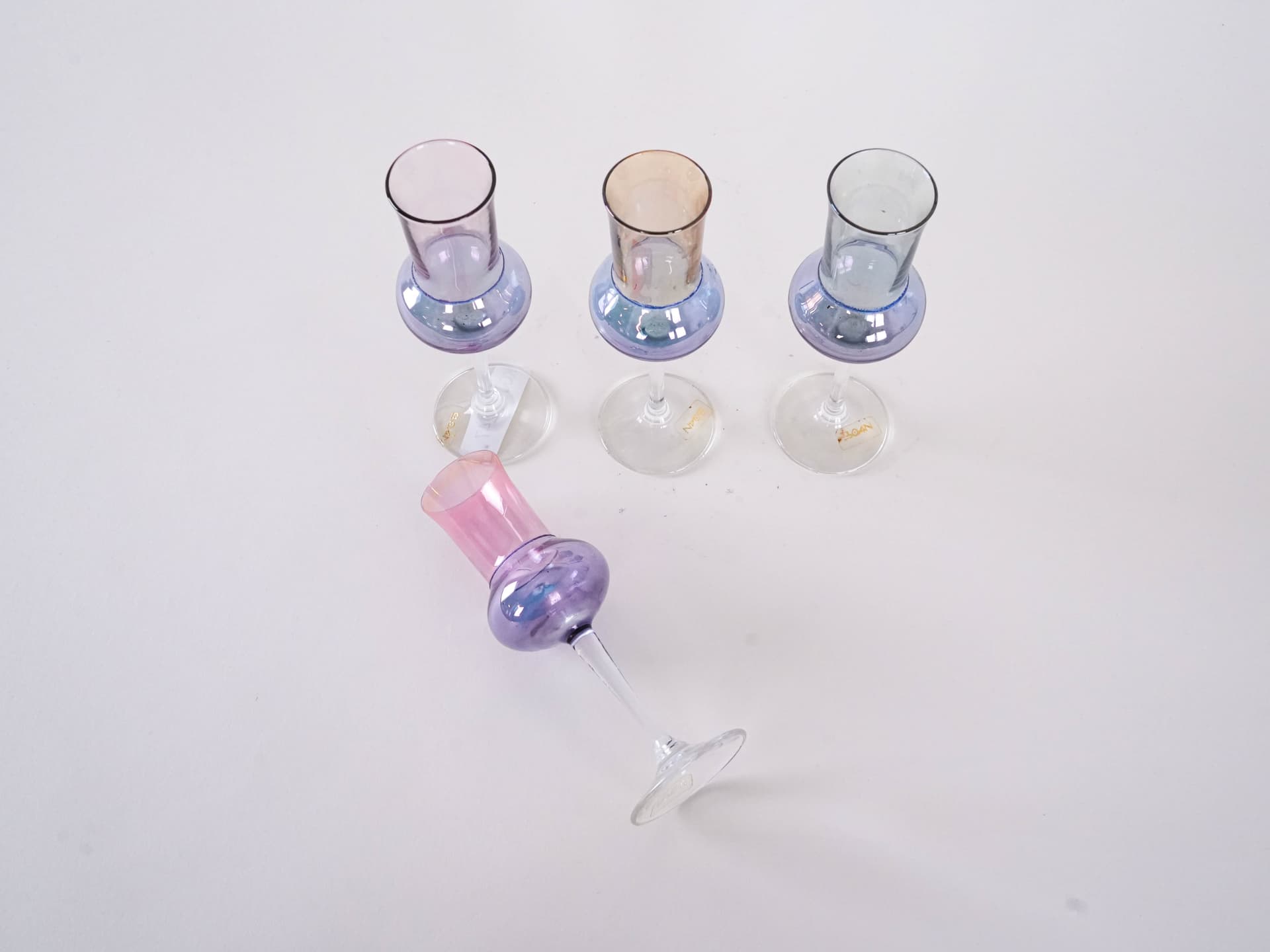 Zestaw kieliszków, pastelowy multikolor, szkło, Włochy, lata 70. - 262556