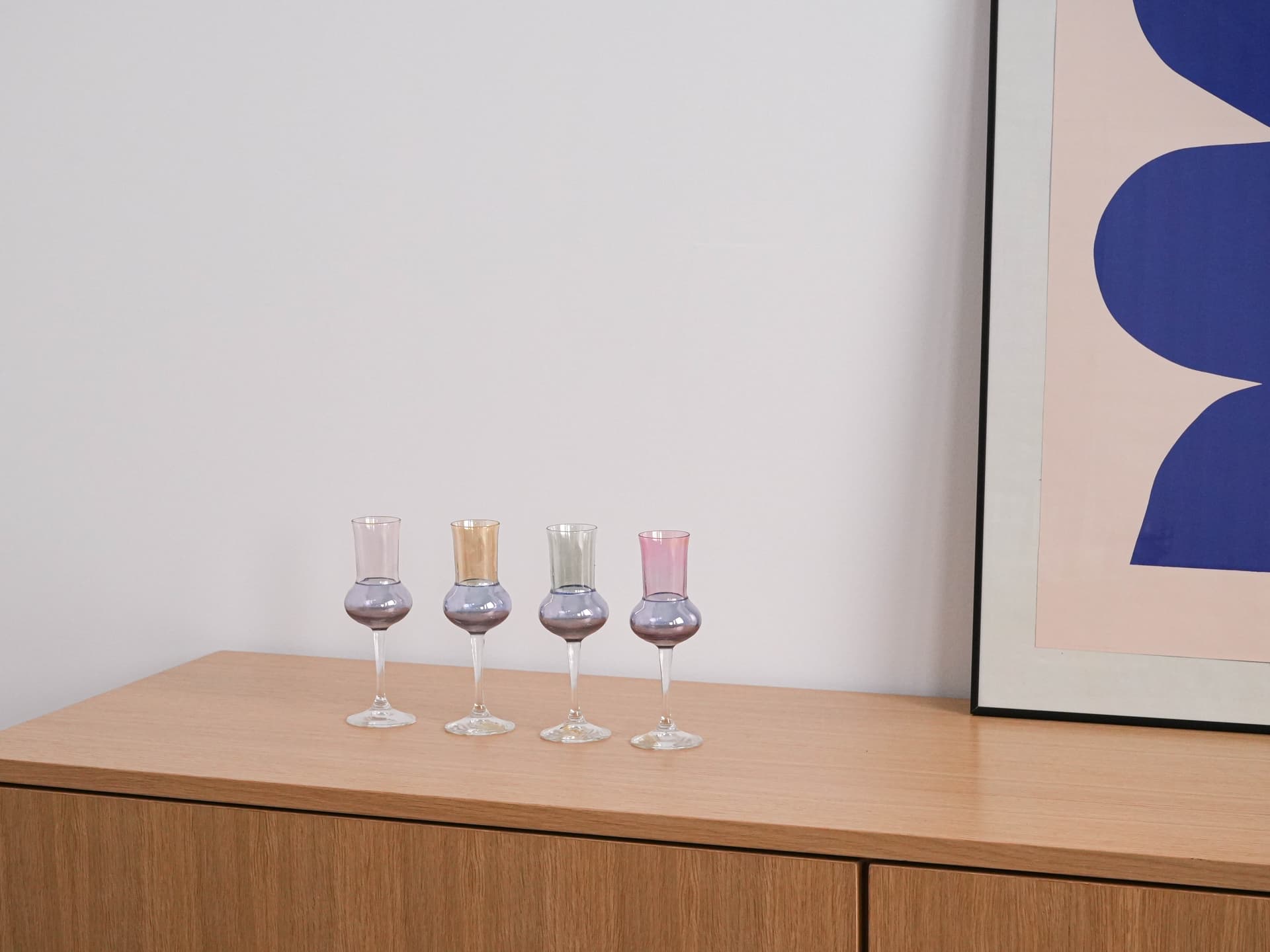 Zestaw kieliszków, pastelowy multikolor, szkło, Włochy, lata 70. - 262557