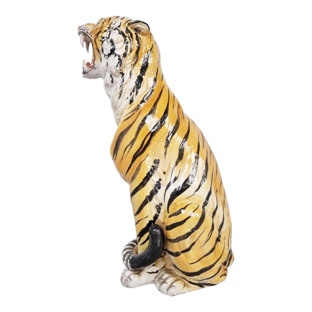 Figura tygrysa, pomarańczowy, ceramika, Włochy, lata 70.