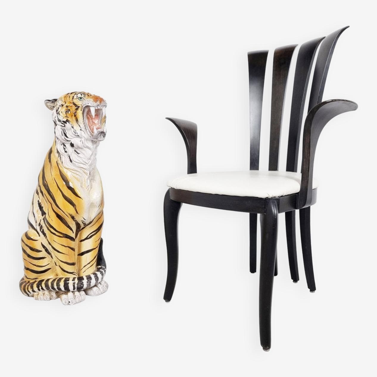 Figura tygrysa, pomarańczowy, ceramika, Włochy, lata 70. - 263760