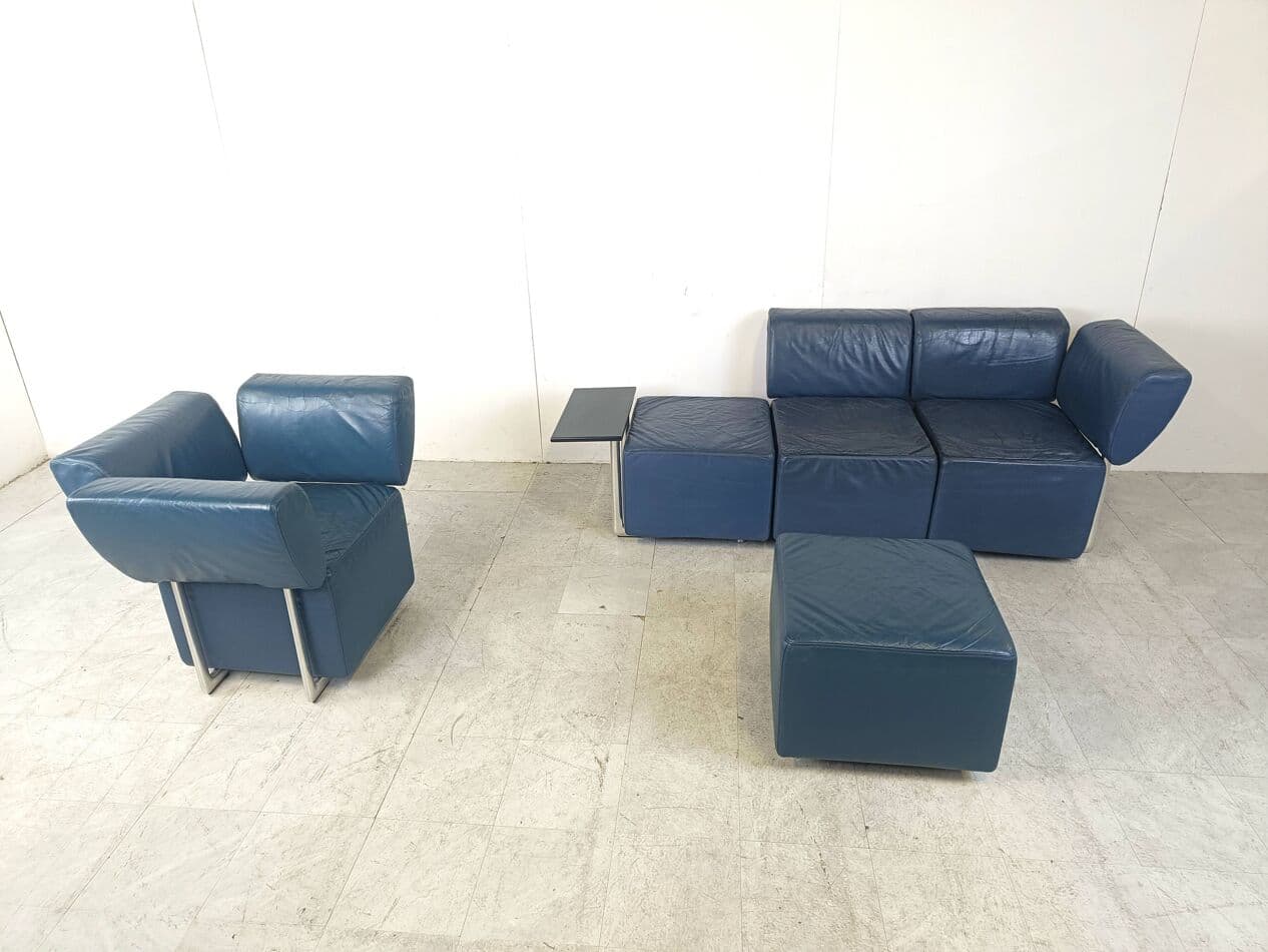 Sofa Clou, niebieska skóra, Cor, Niemcy, lata 90. - 263705