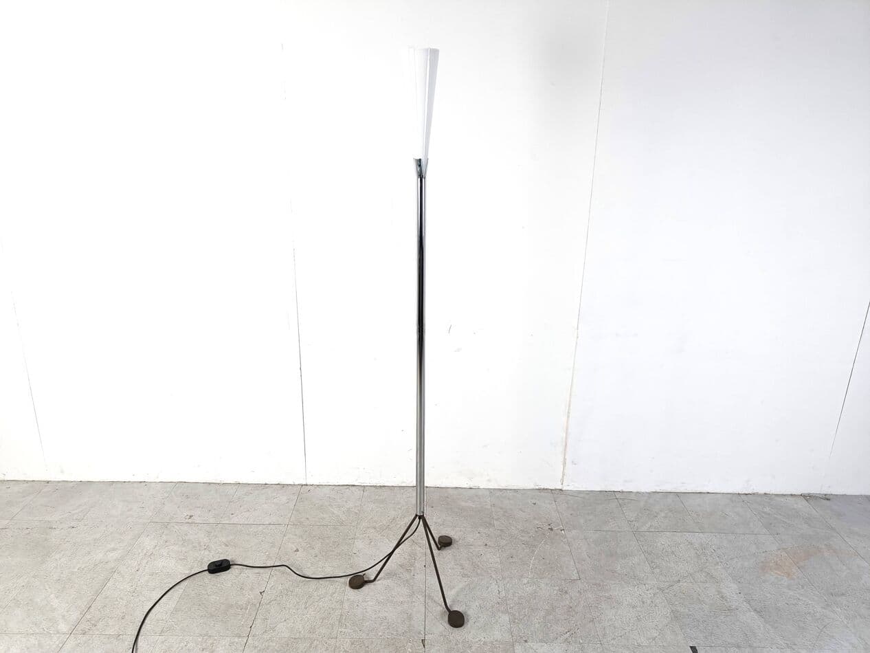 Lampa podłogowa, postmodernistyczna, szkło Murano srebrny, Włochy, lata 90. - 263695