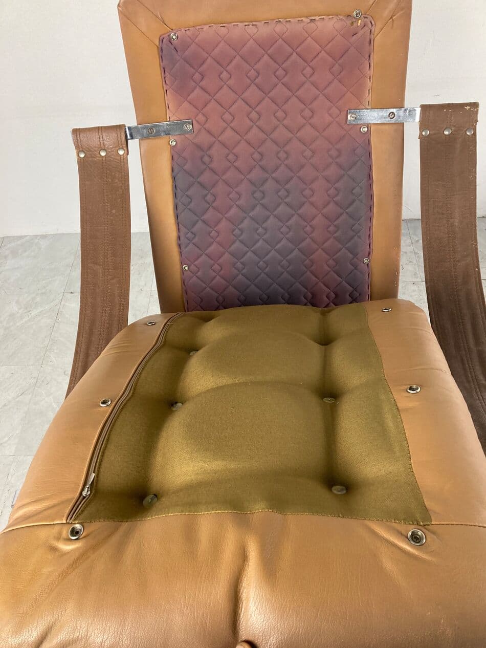 Fotel lounge, brązowa skóra, proj. G. Harcourt, Artifort, Belgia, lata 60. - 263660