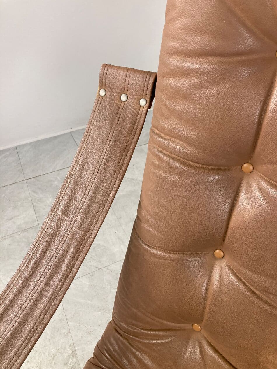 Fotel lounge, brązowa skóra, proj. G. Harcourt, Artifort, Belgia, lata 60. - 263656