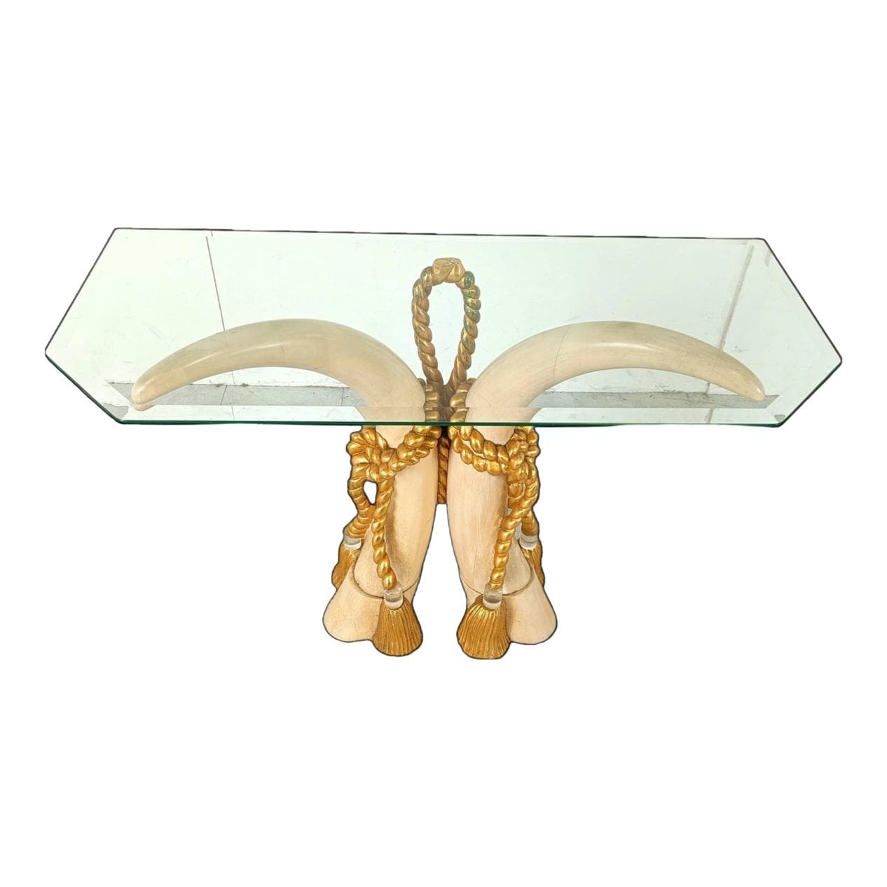 Konsola, beżowy, drewno, szkło, Hiszpania, lata 80.