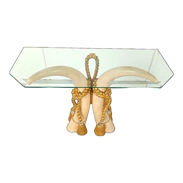 Konsola, beżowy, drewno, szkło, Hiszpania, lata 80. - WYMIARY