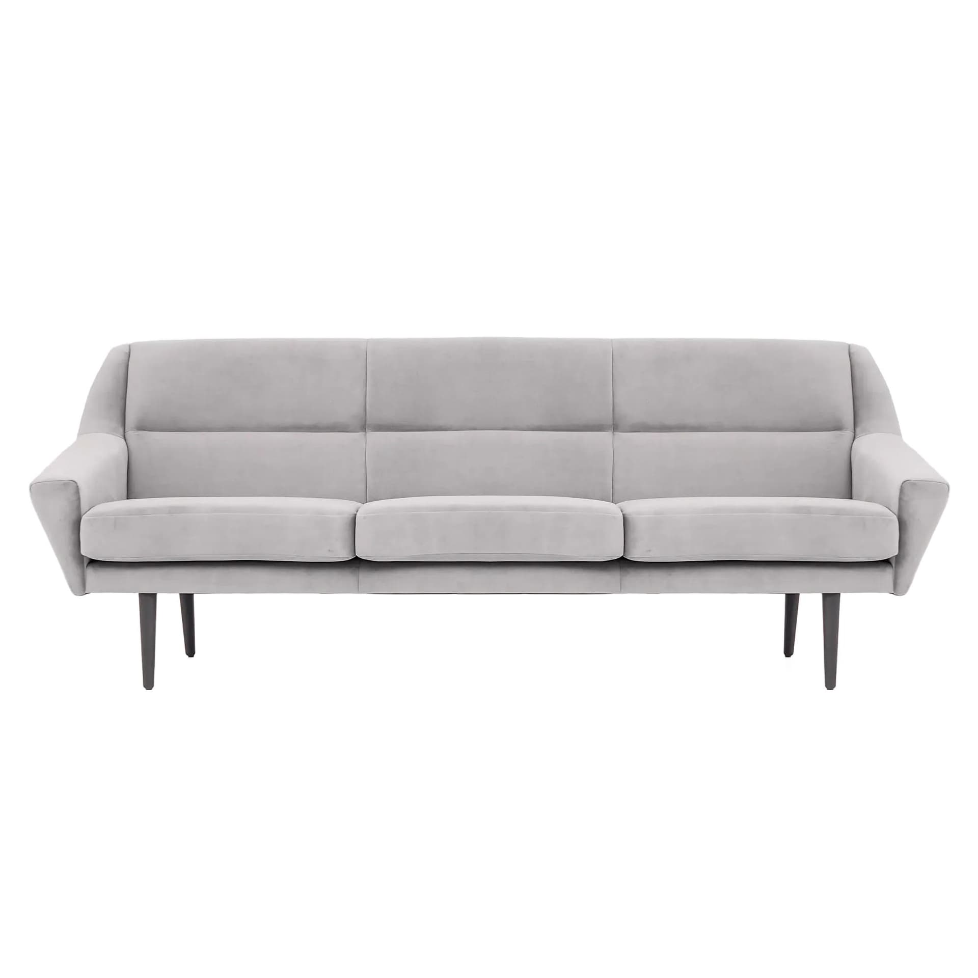 Sofa Skagen, srebrny velvet, drewno, Polska, lata 90.