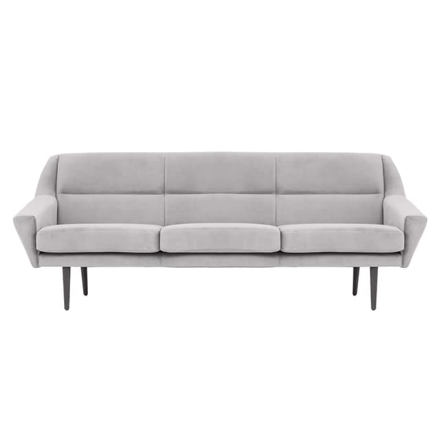 Sofa Skagen, srebrny velvet, drewno, Polska, lata 90. - WYMIARY