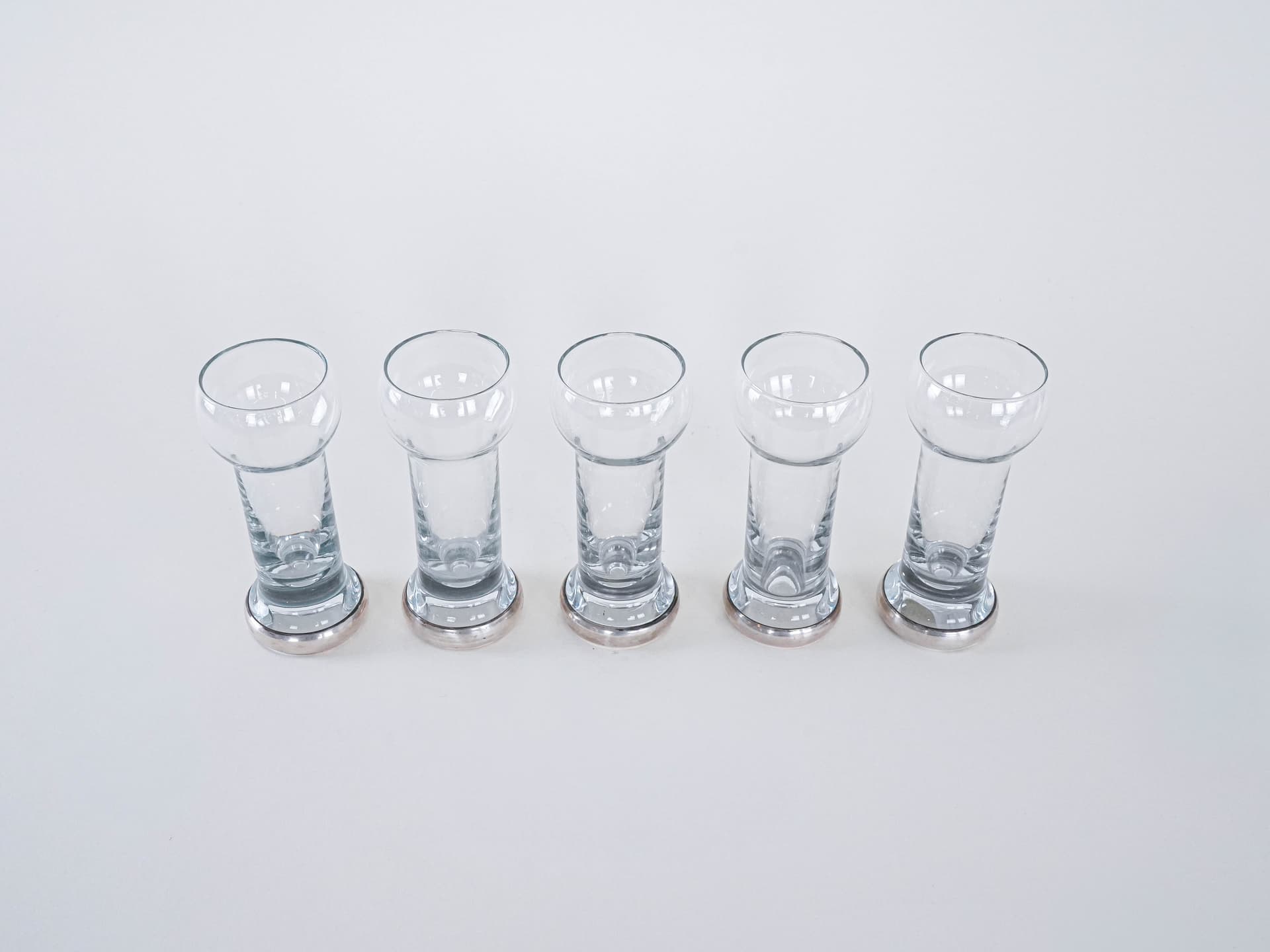 Komplet pięciu szklanek Space Age, transparent, kryształ, Włochy, lata 70. - 262593