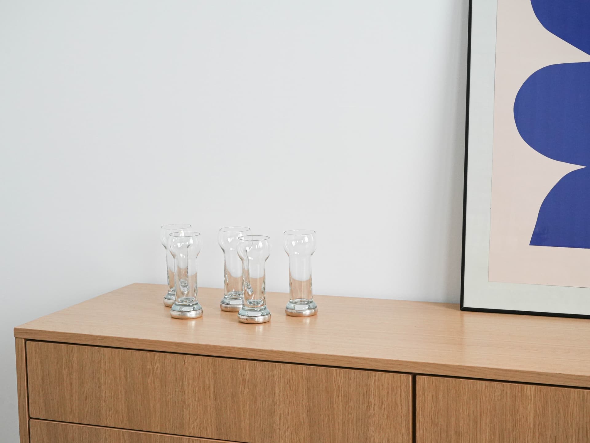 Komplet pięciu szklanek Space Age, transparent, kryształ, Włochy, lata 70. - 262596