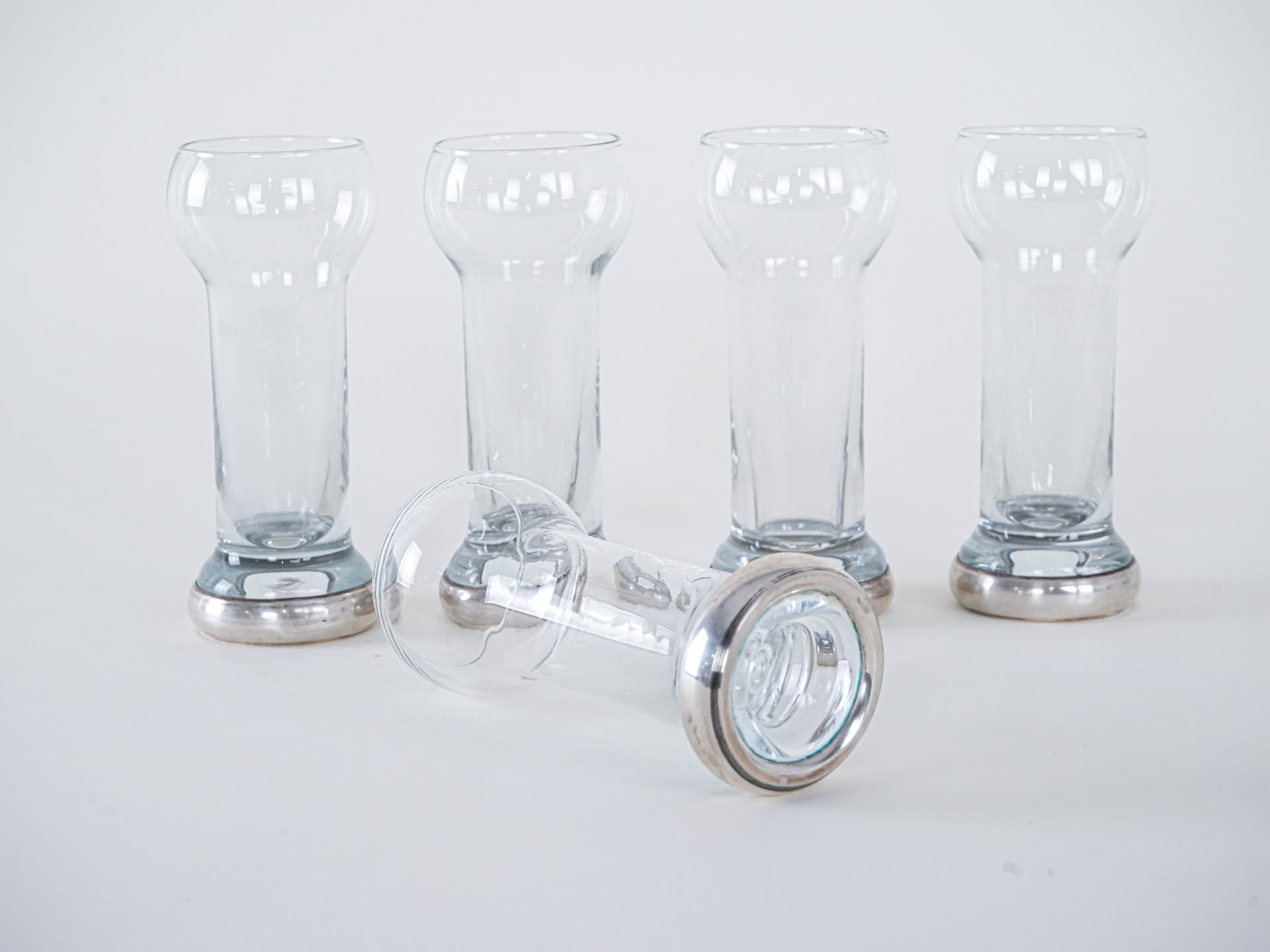 Komplet pięciu szklanek Space Age, transparent, kryształ, Włochy, lata 70. - 262595