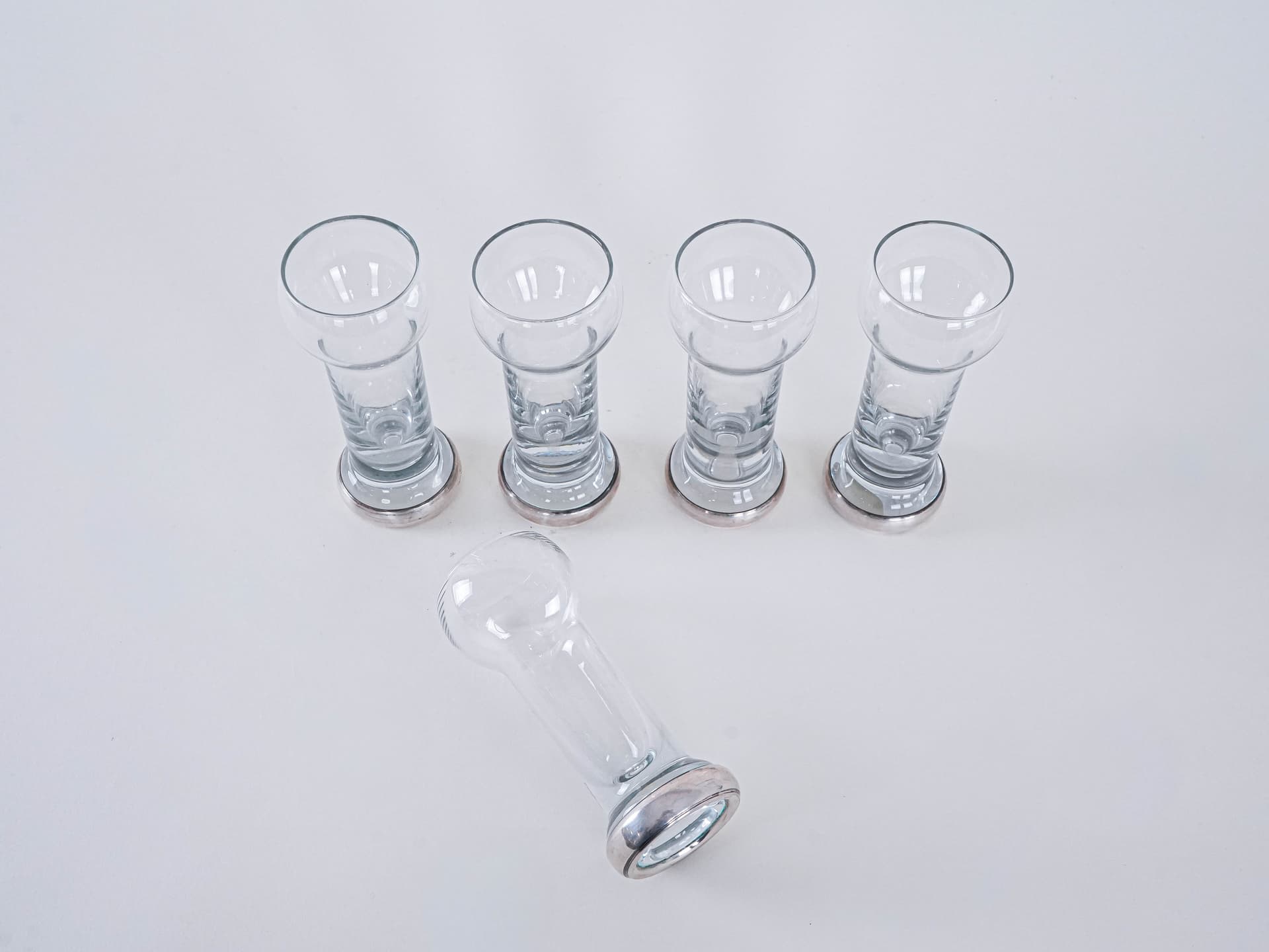 Komplet pięciu szklanek Space Age, transparent, kryształ, Włochy, lata 70. - 262594