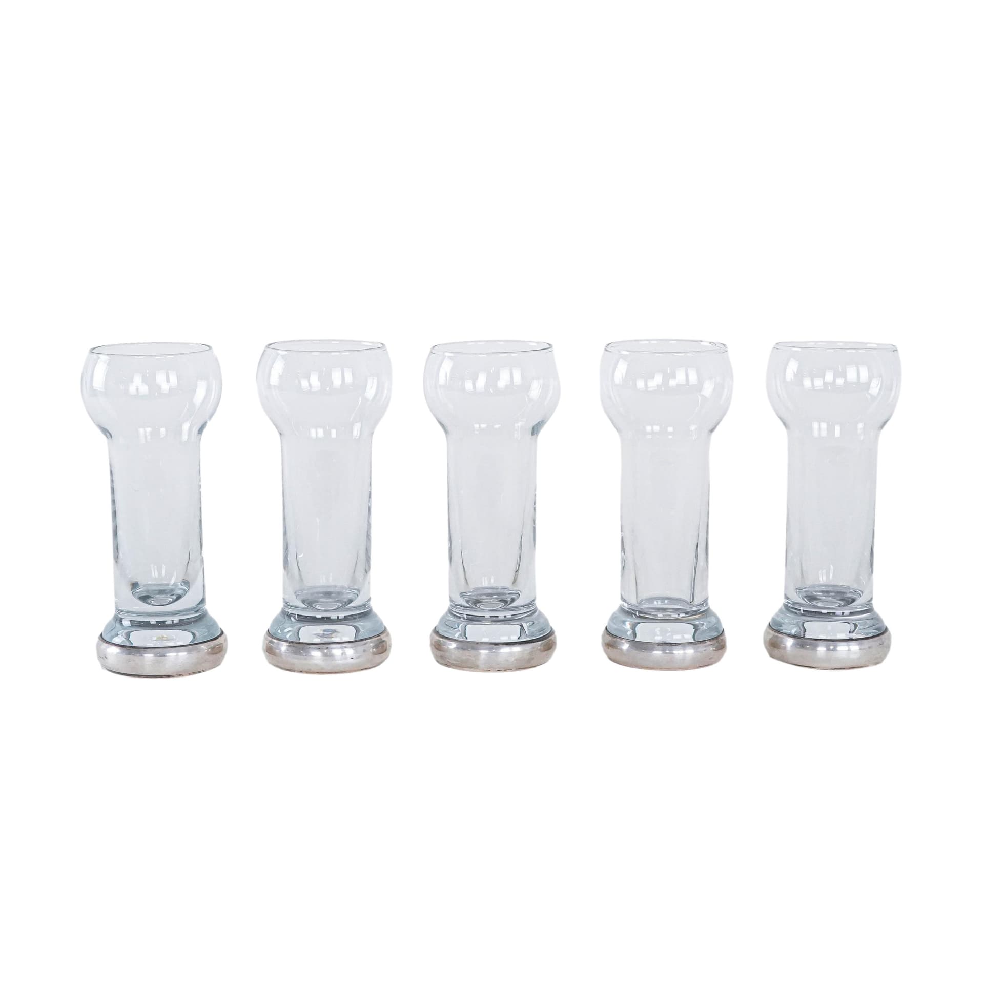 Komplet pięciu szklanek Space Age, transparent, kryształ, Włochy, lata 70.
