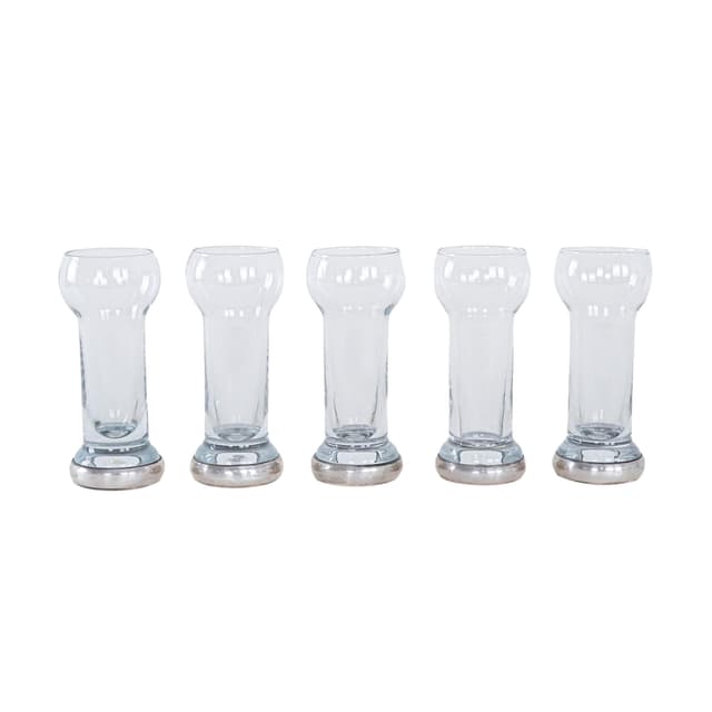 Komplet pięciu szklanek Space Age, transparent, kryształ, Włochy, lata 70. - WYMIARY