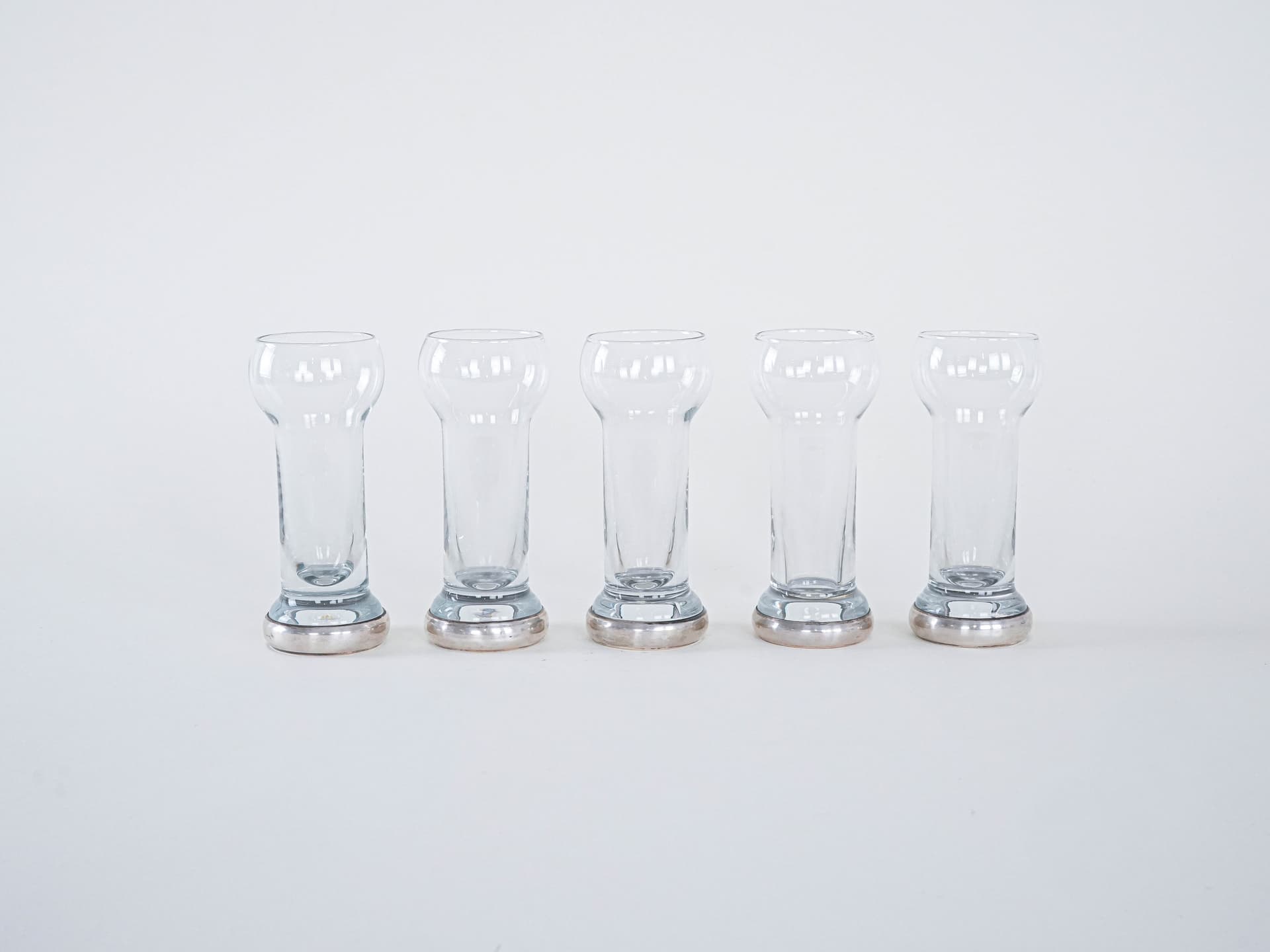 Komplet pięciu szklanek Space Age, transparent, kryształ, Włochy, lata 70. - 262591