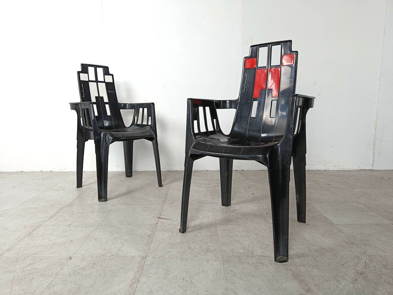 Set of Six Chairs Boston, multicolor plastic, by P. Paulin, France, 1980s. - 263569