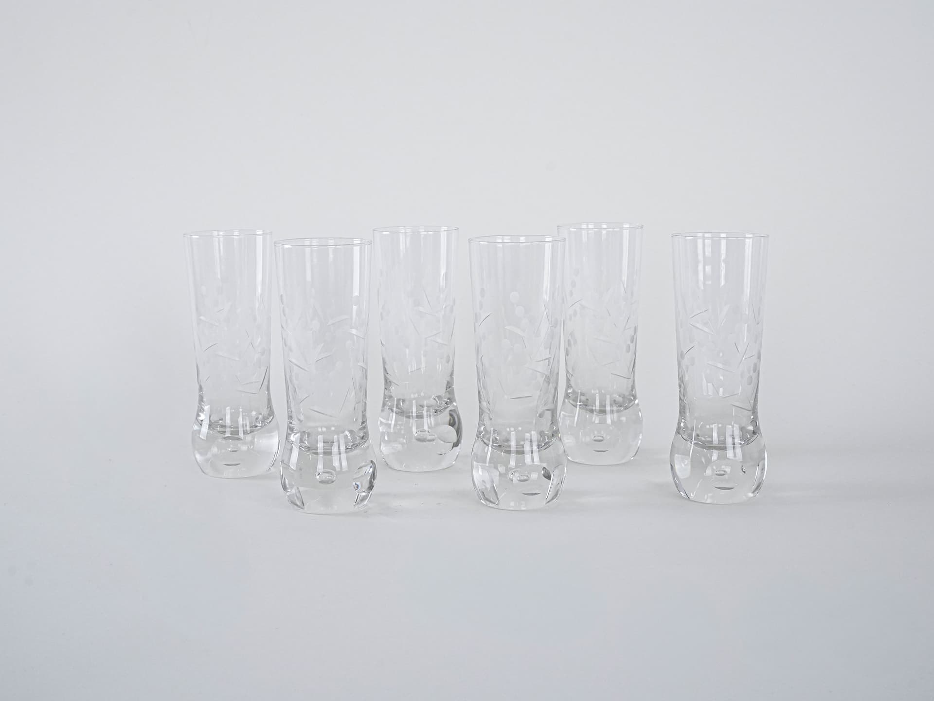 Komplet sześciu szklanek, kryształ transparentny, Włochy, lata 70. - 262599